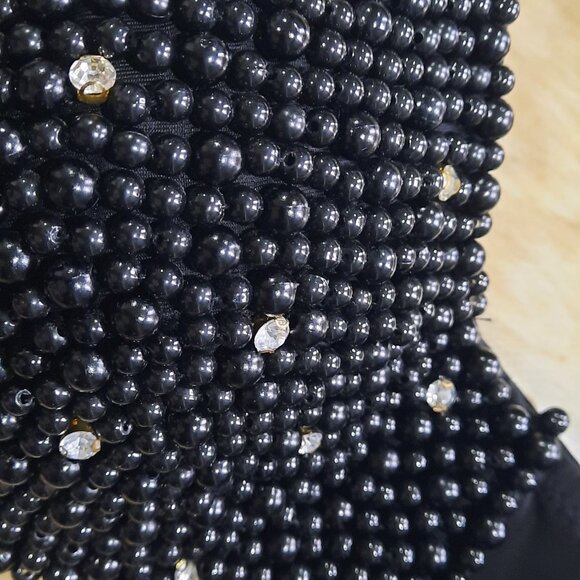 Black Pearl Type Push Up Bra With Rhinestones Small Corset Bustier Crop Top - Picture 5 of 7